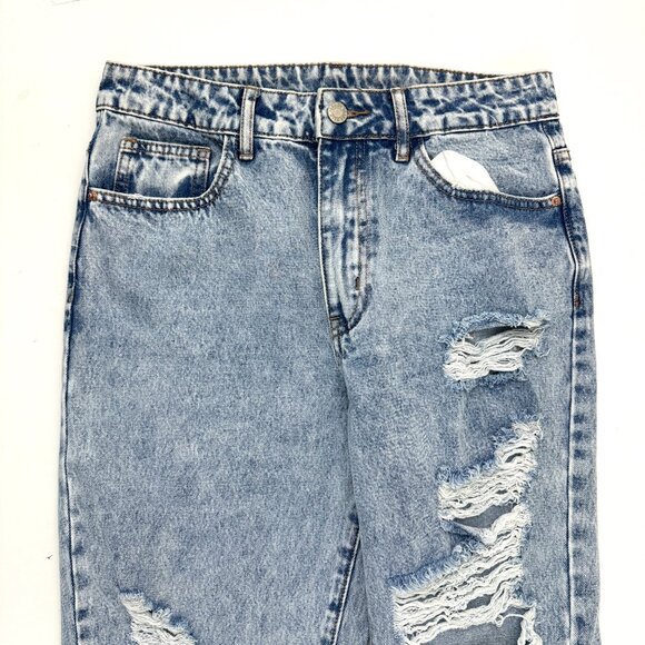 Shein Straight Leg Raw Hem Distressed Women's size M Blue Denim jeans - Picture 4 of 7